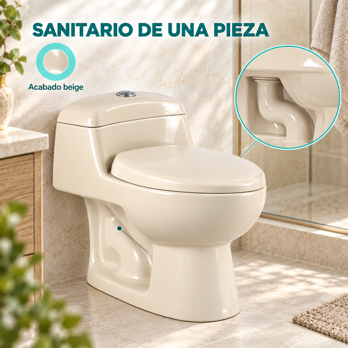 Sanitario One Piece Beige - vista 3