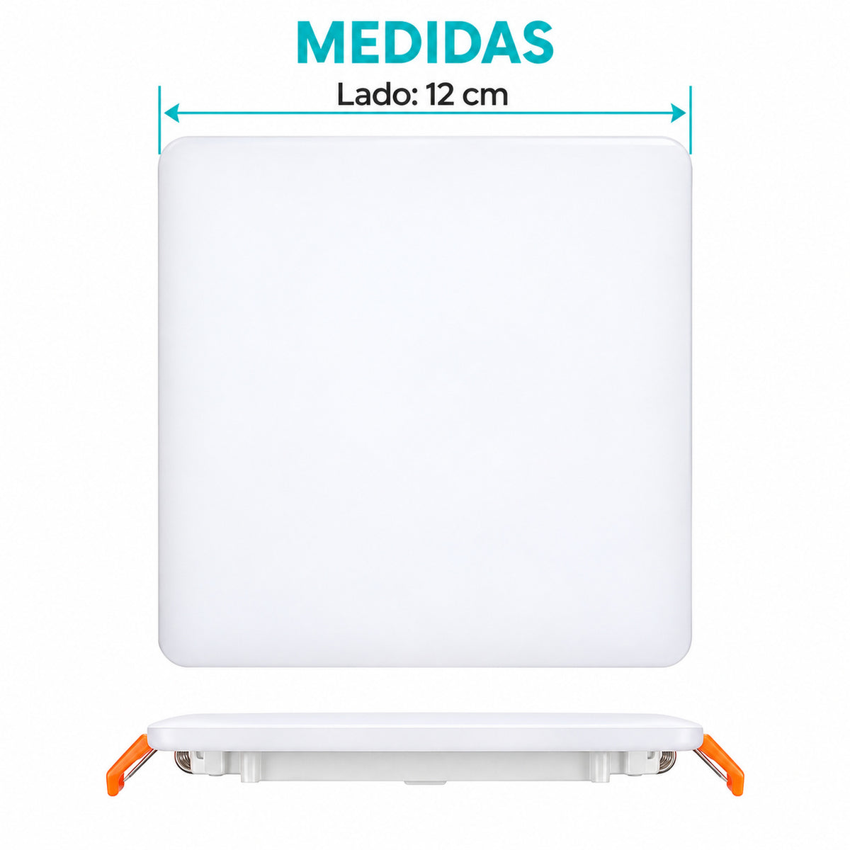 Panel LED Cuadrado Sin Marco 18 W De Empotrar De 12 cm — dimensiones del producto