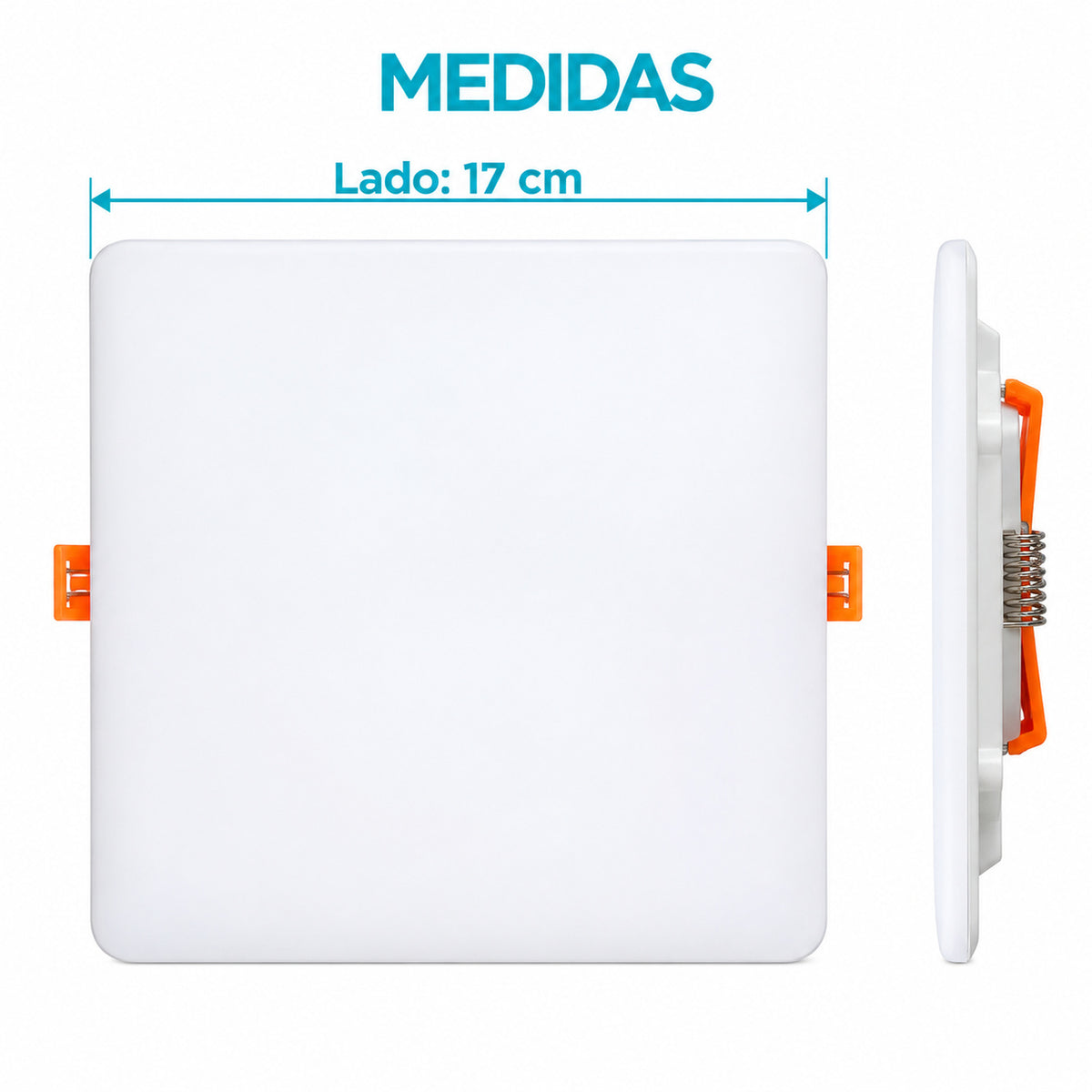 Panel LED Cuadrado Sin Marco 24 W De Empotrar De 17 cm — dimensiones del producto
