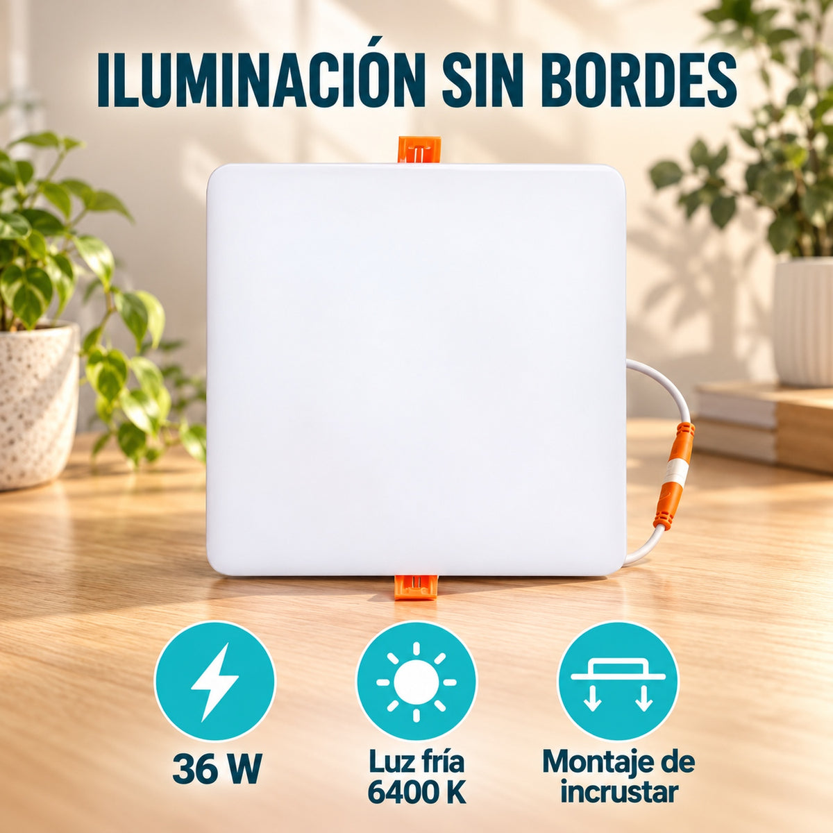 Panel LED Cuadrado Sin Borde De Incrustar 36 W — características y detalles