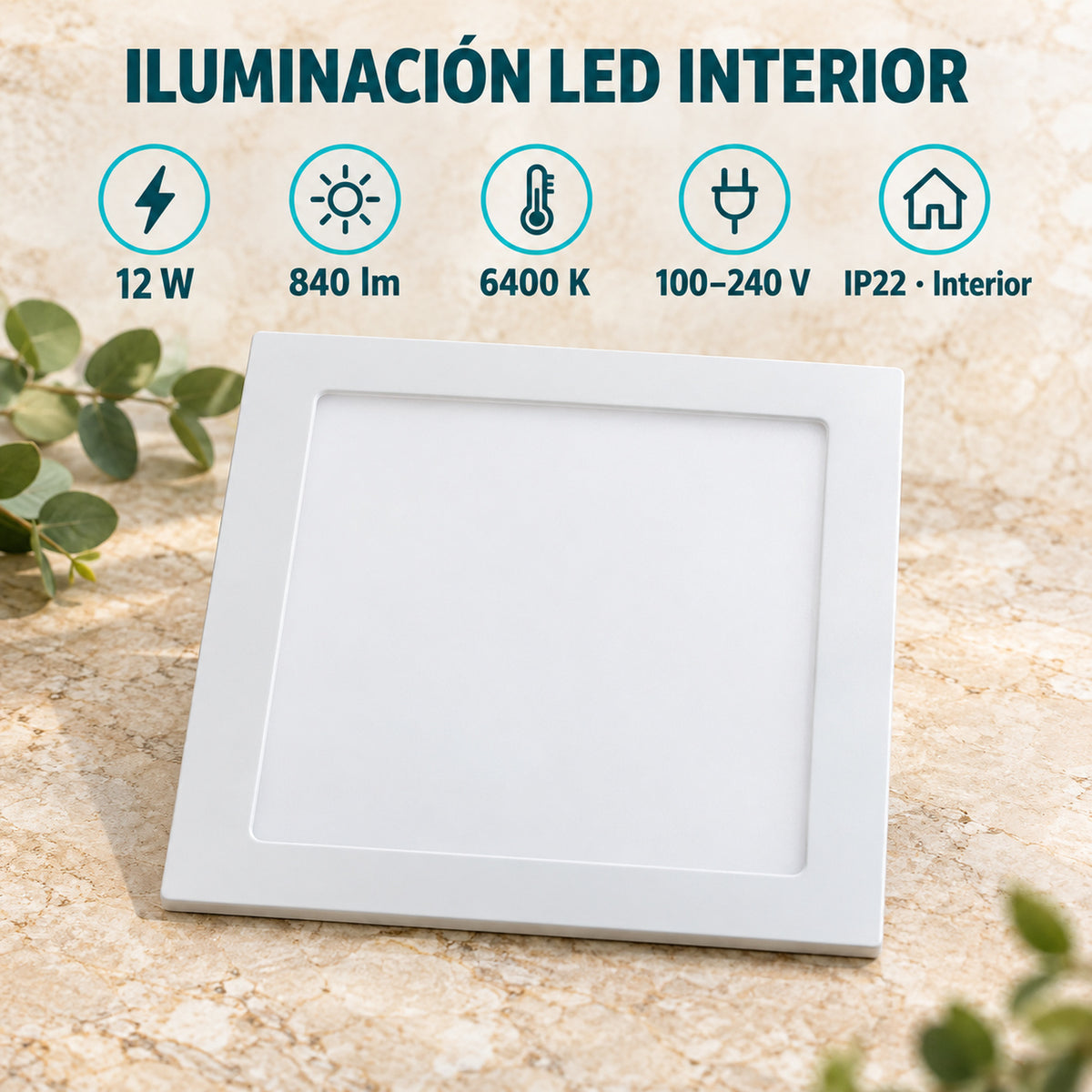 Panel LED Cuadrado Backlight 12 W De Empotrar De 16,5 cm — características del producto