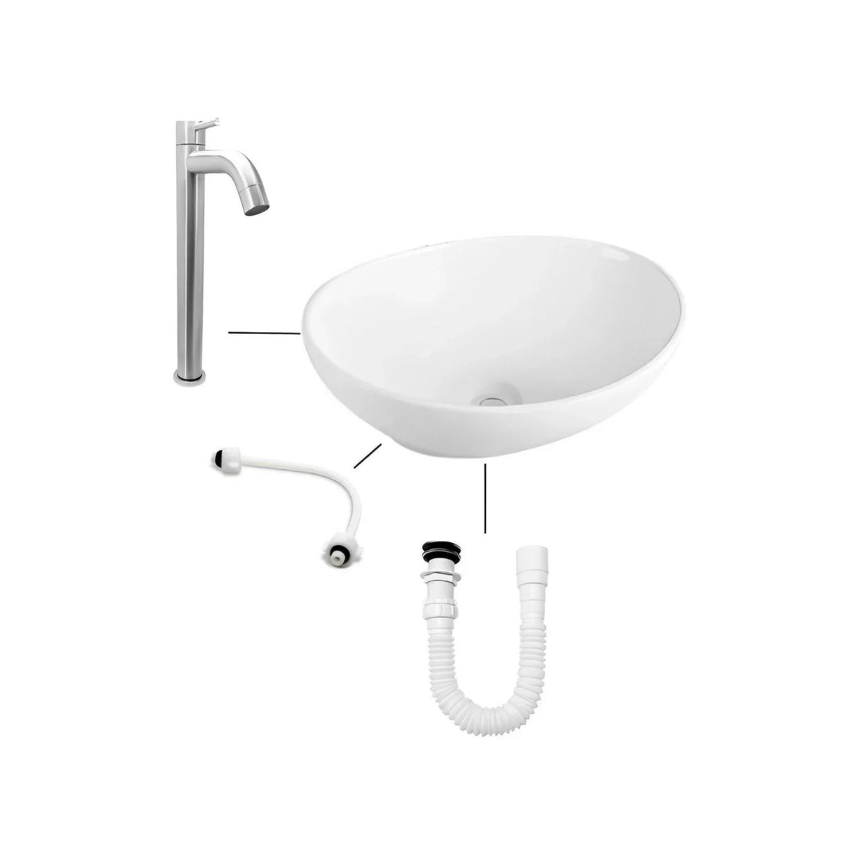 Combo Lavamanos+griferia Agua Fria+acople+push+sifon (7602905055398)