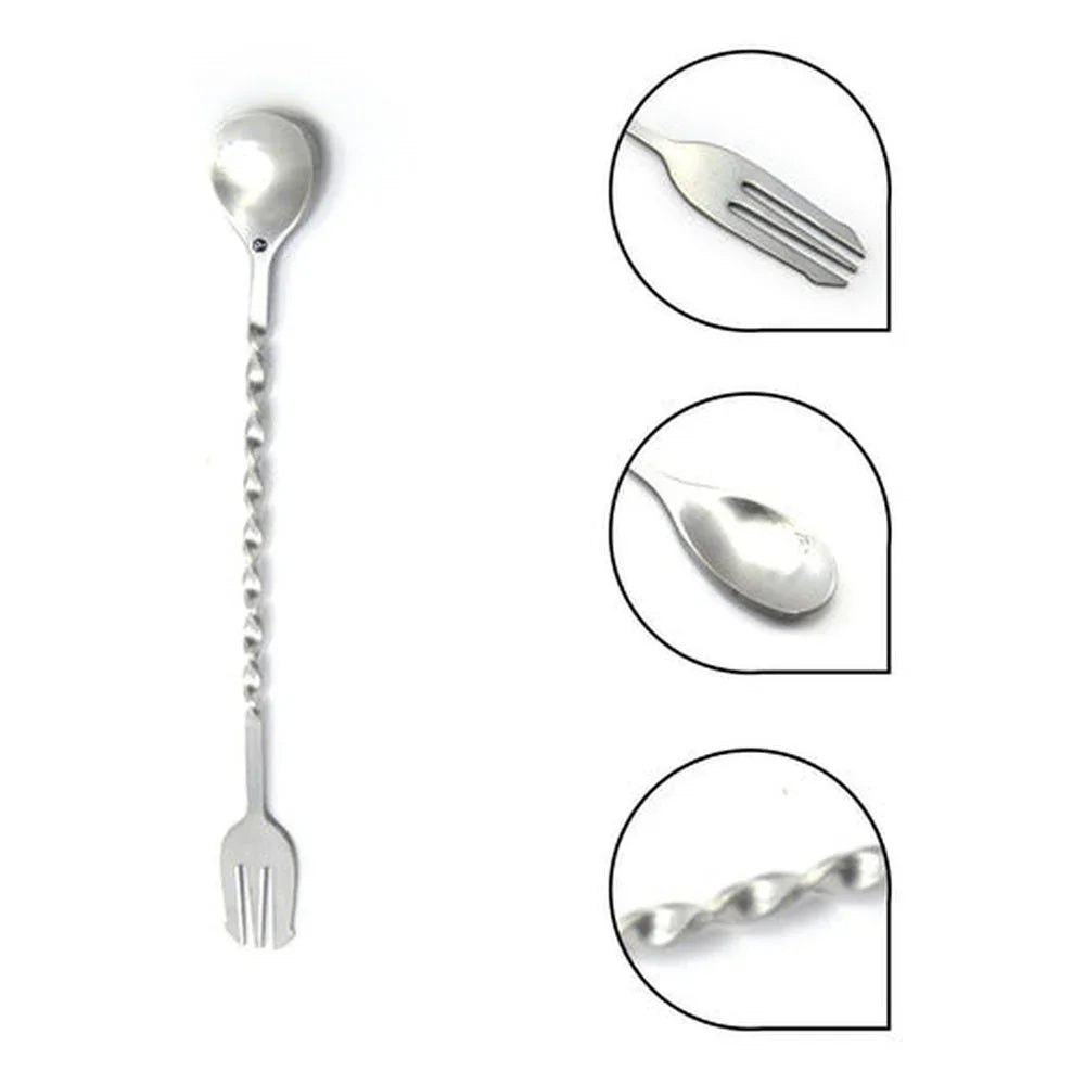 Cuchara Tenedor Coctelera En Acero Inoxidable De Lujo.