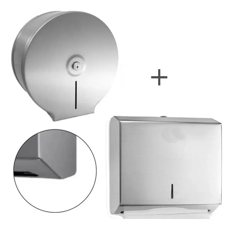 Juego Dispensadores De Acero 1 Para Papel, 1 Para Toallas