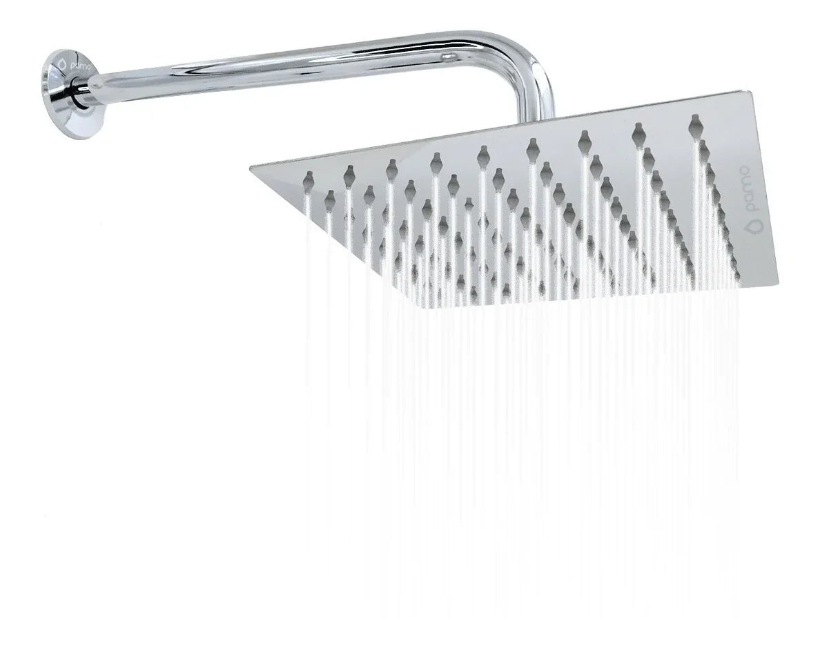 Regadera Ducha Metalica Cuadrada 25 Cms-cromo Incluye Tubo (7602828411046)
