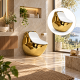 Sanitario 3D Oro 1010G en baño contemporáneo, vista amplia con detalle circular