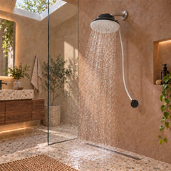 Ducha eléctrica Maxi Zent blanca y negra 110 V, 20 cm