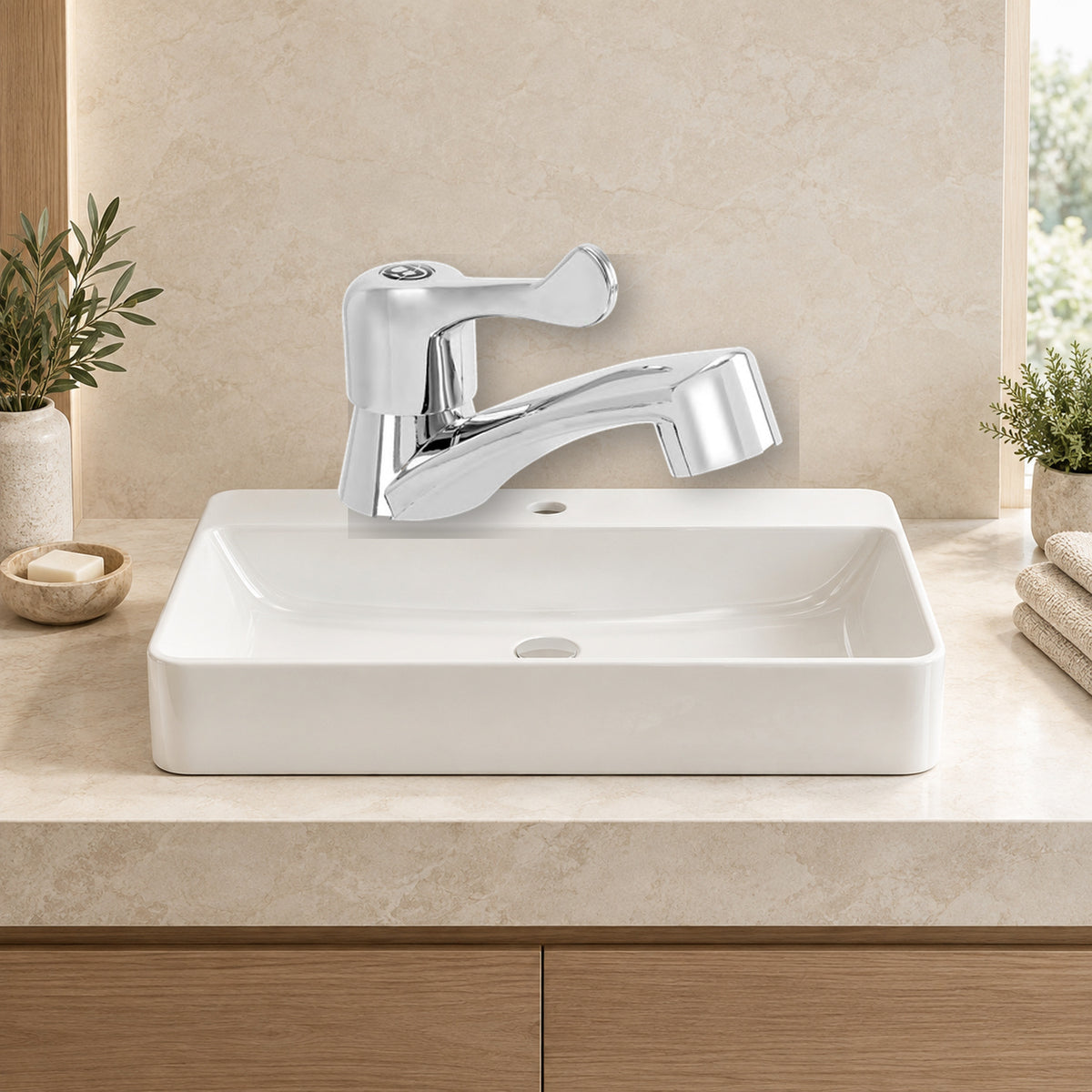 AG-S1051: producto exacto instalado en baño claro