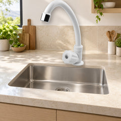 Llave sencilla de pared en ABS blanco con perilla