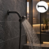 tubo curvo negro para regadera instalado en baño contemporáneo