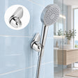 soporte ajustable cromado para teleducha instalado en baño contemporáneo