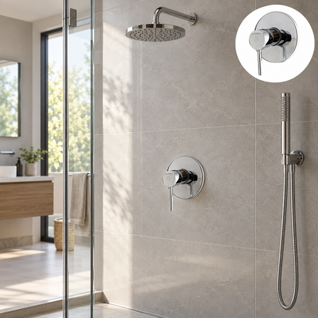 Registro monocontrol para ducha con escudo redondo cromado