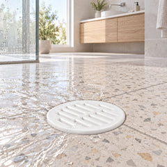 Rejilla Redonda De Piso En PVC Blanca 3 × 2 cm