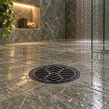 Rejilla De Piso En PVC Negra Con Diseño Radial 3 × 2 cm - ambientación principal
