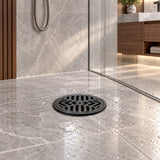 Rejilla De Piso En PVC Negra Con Diseño Radial 4 × 3 cm - ambientación principal