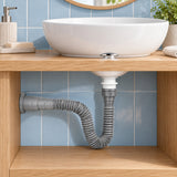 Sifón Flexible Con Push Para Lavamanos Gris Y Cromado - imagen 1