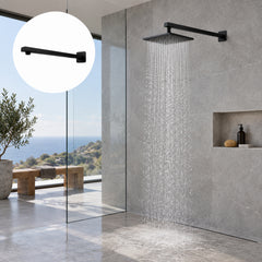 Tubo cuadrado para regadera de 40 cm en acero inoxidable negro