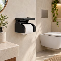 Portarrollos De Baño Con Ventosa Negro