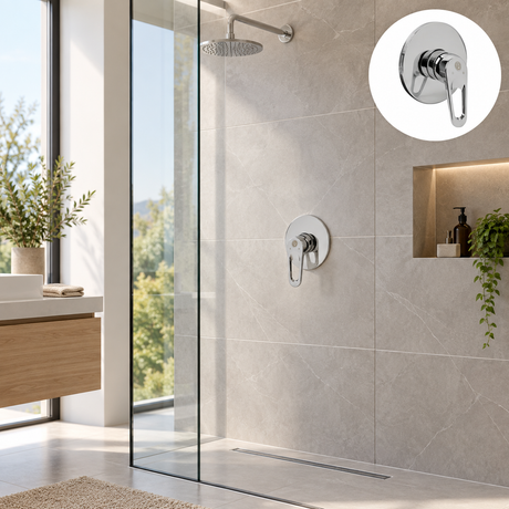Registro monocontrol para ducha en ABS cromado con manija calada