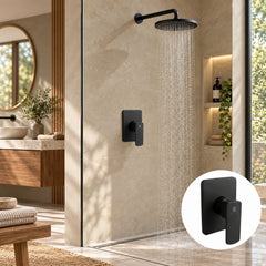 Registro monocontrol para ducha con escudo cuadrado negro