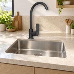 Mezclador de cocina en acero inoxidable 201 negro con manija en zinc