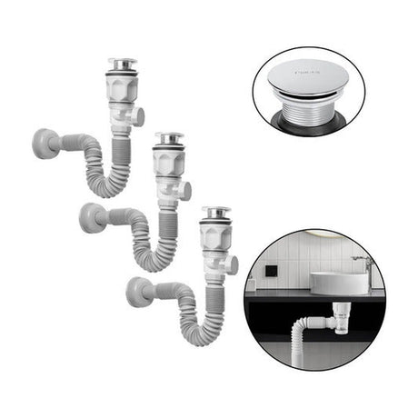 Pack X 3 Desague Push Sifon Universal Valvula Antiretorno