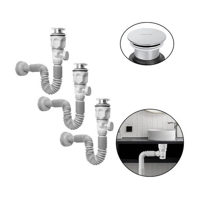 Pack X 3 Desague Push Sifon Universal Valvula Antiretorno - imagen 1