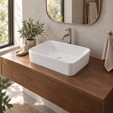Lavamanos Rectangular De Sobreponer Blanco 49 × 37,5 cm