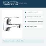 Contenido y características del grifería monocontrol cromada para lavamanos de 11,7 cm