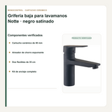 Cartucho, flexibles y kit de anclaje incluidos con la grifería