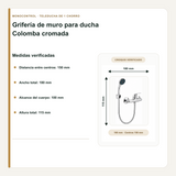 Centros, ancho, alcance y altura de la grifería Colomba