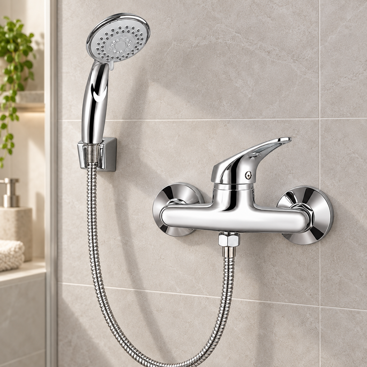 Monocontrol para ducha Domenica cromado instalado