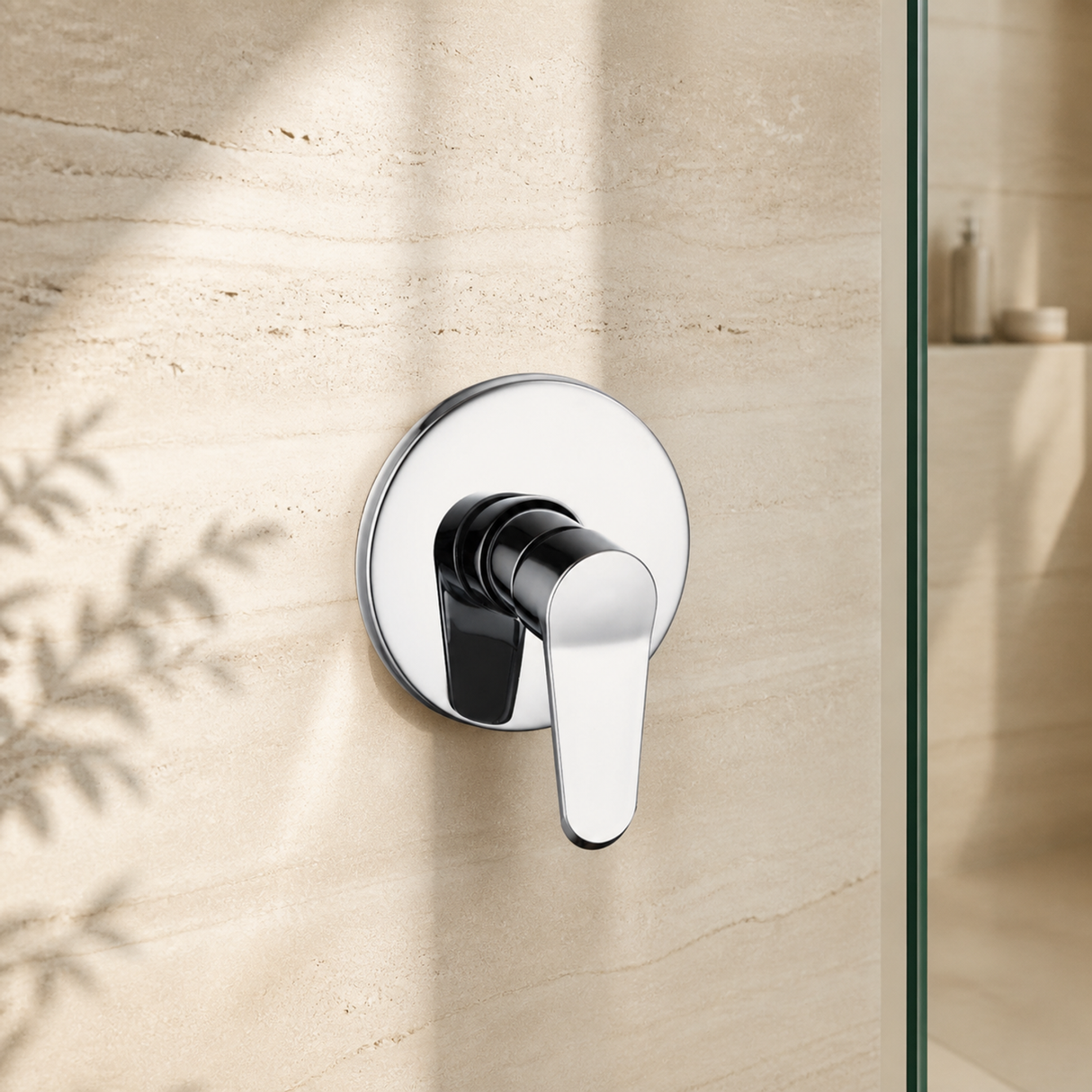 Monomando para Ducha Empotrado Paris Cromado instalado en un ambiente moderno y bien iluminado