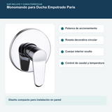 Contenido y características del monomando para ducha empotrado paris cromado