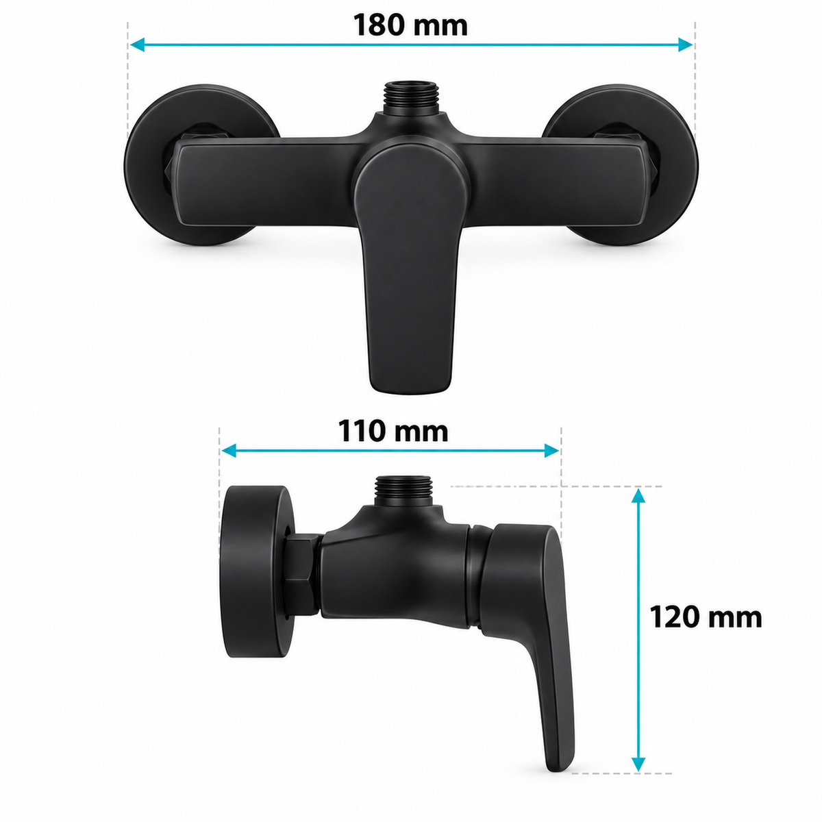 Medidas del monocontrol para ducha Notte negro