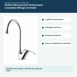 Contenido y características del grifería monocontrol vertical para lavaplatos mirage cromada
