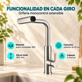 Características de Grifería monocontrol extensible para lavaplatos de 4 chorros