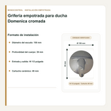 Diámetro, profundidad y conexiones de la grifería Domenica