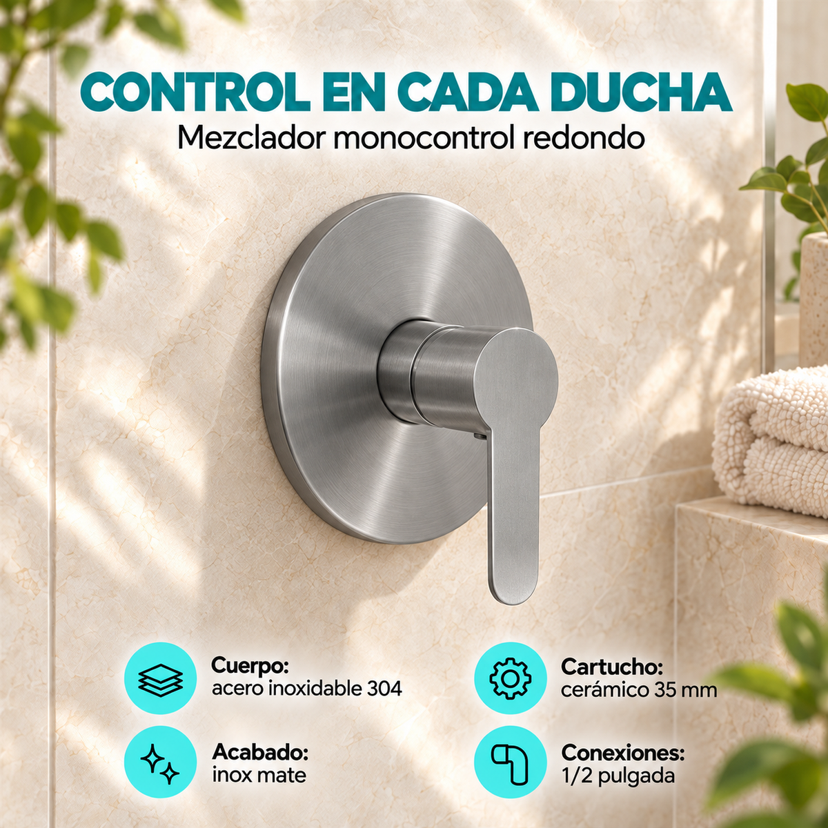 Características del mezclador monocontrol redondo para ducha