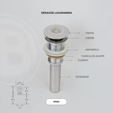 Partes y medidas verificadas del desagüe 011ZS, ficha oficial Boccherini