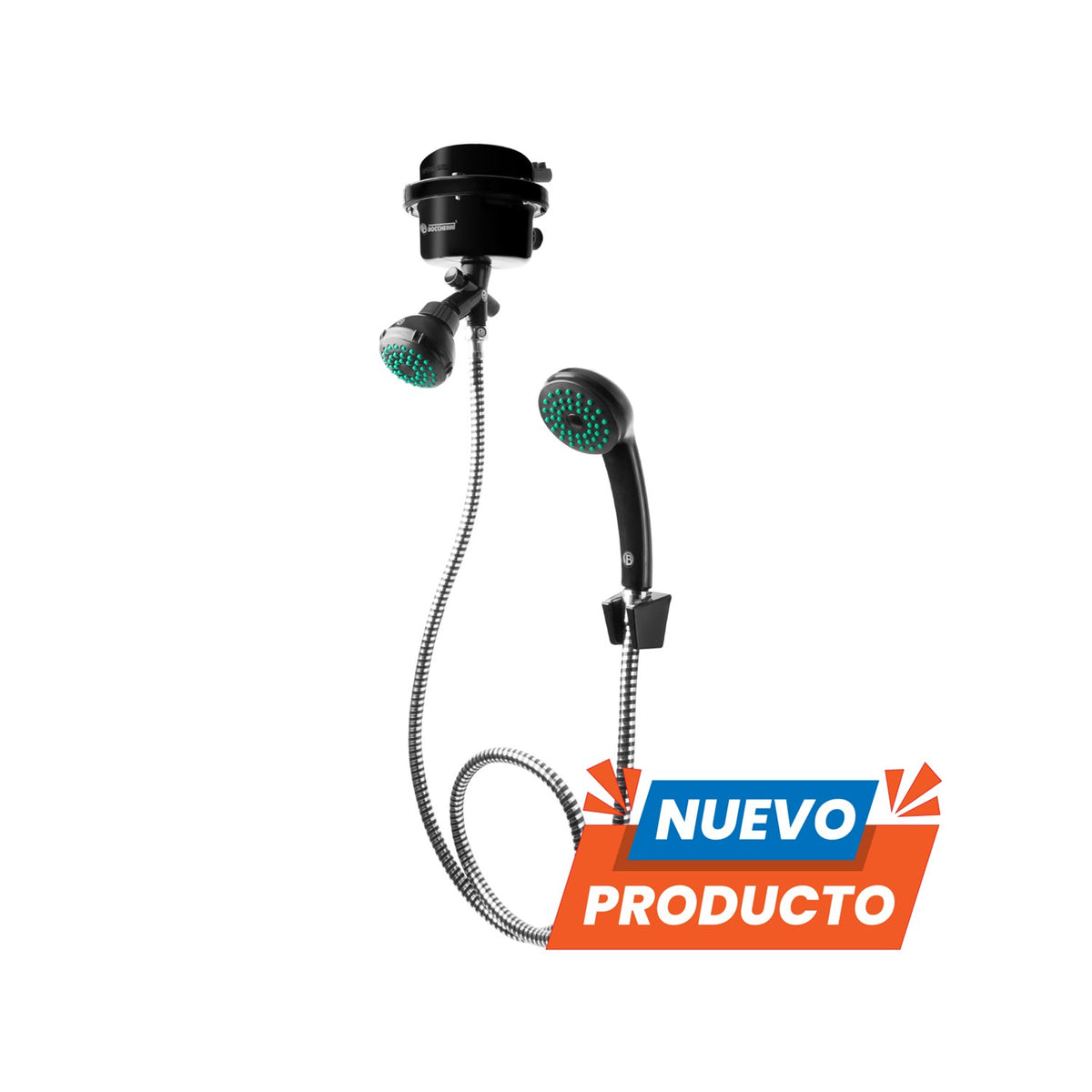 Ducha Victory Dirigible negra kit sobre fondo blanco