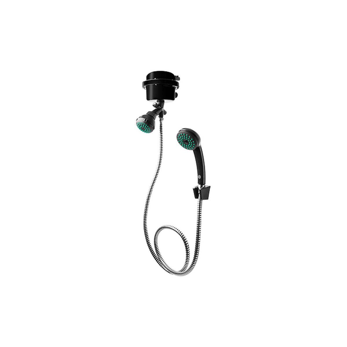 Producto sobre fondo blanco: Ducha Eléctrica Victory Dirigible Negra Kit 220V
