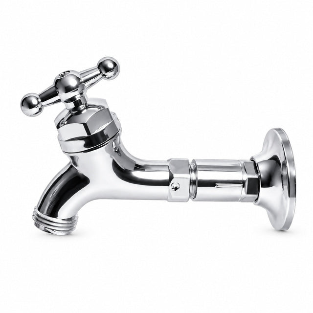 Llave Para Manguera Con Extensión Cromada — producto completo sobre fondo blanco uniforme