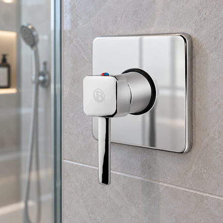 Registro monocontrol para ducha con escudo cuadrado cromado