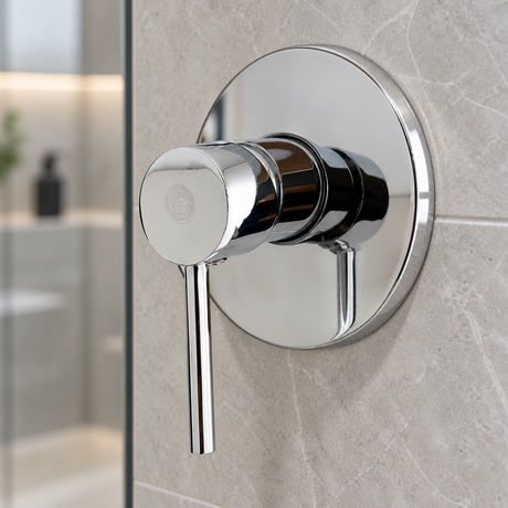 Registro monocontrol para ducha con escudo redondo cromado