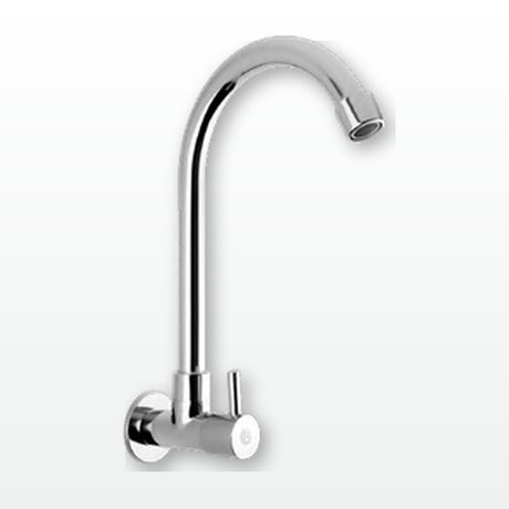 Llave sencilla de pared en bronce cromado con manija de zinc