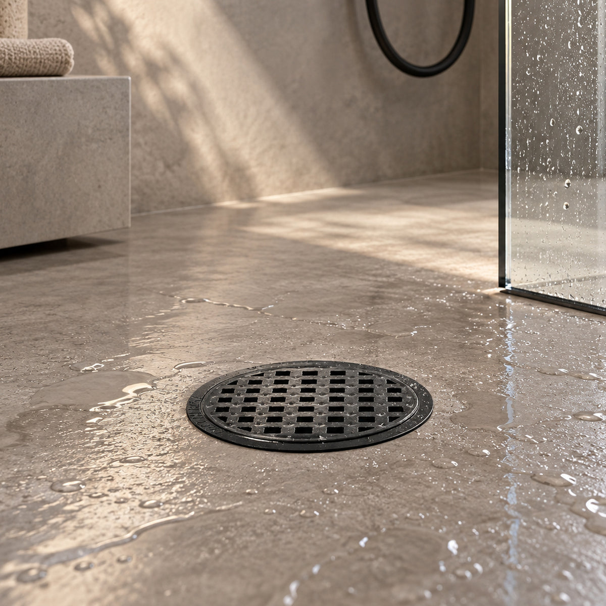 Rejilla De Piso En PVC Negra Con Cuadrícula 3 × 1,5 cm - ambientación cercana