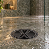 Rejilla De Piso En PVC Negra Con Diseño Radial 3 × 2 cm - ambientación cercana