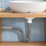 Sifón Flexible Con Push Para Lavamanos Gris Y Cromado - imagen 2