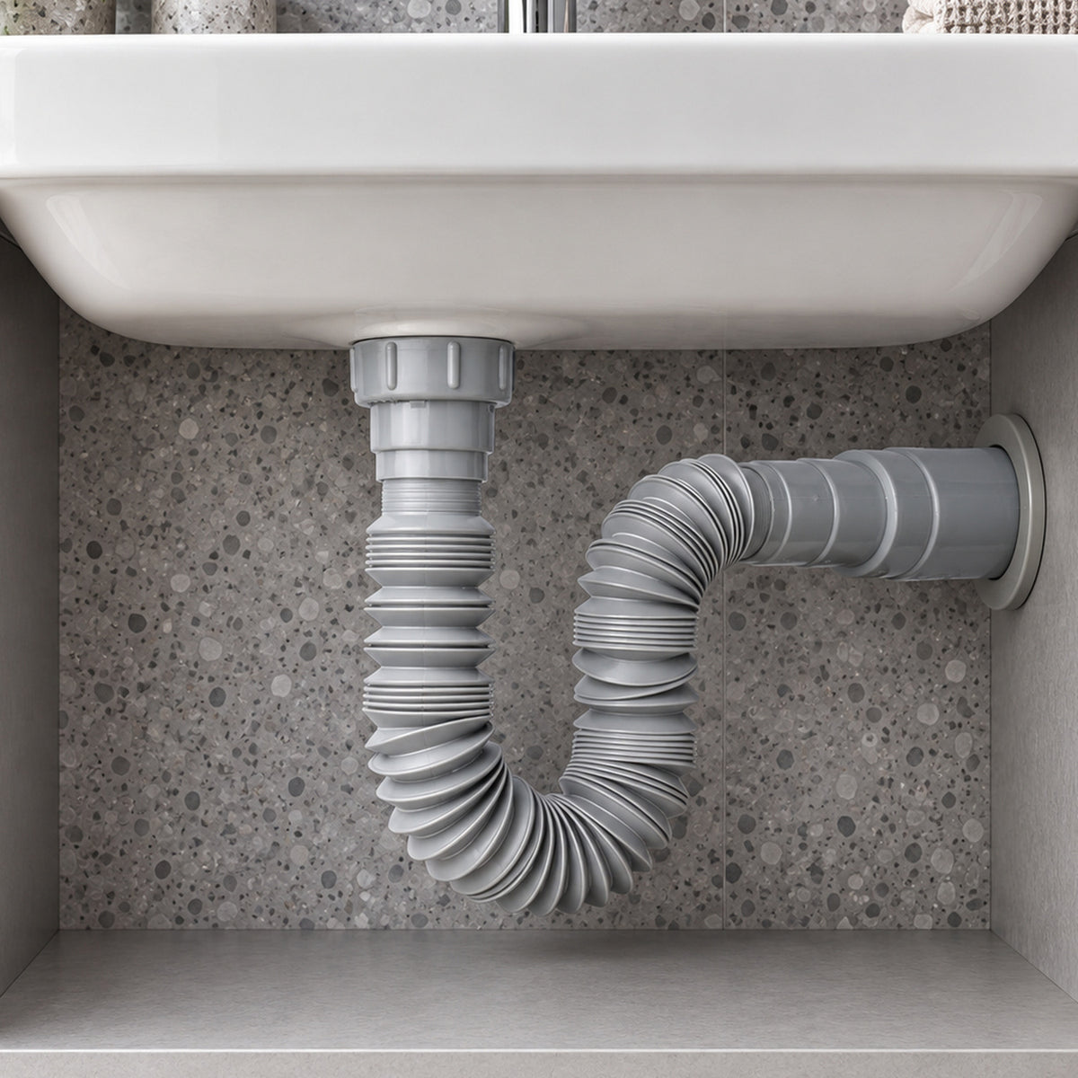 Sifón Flexible Sencillo Nacional Gris En PVC - imagen 2